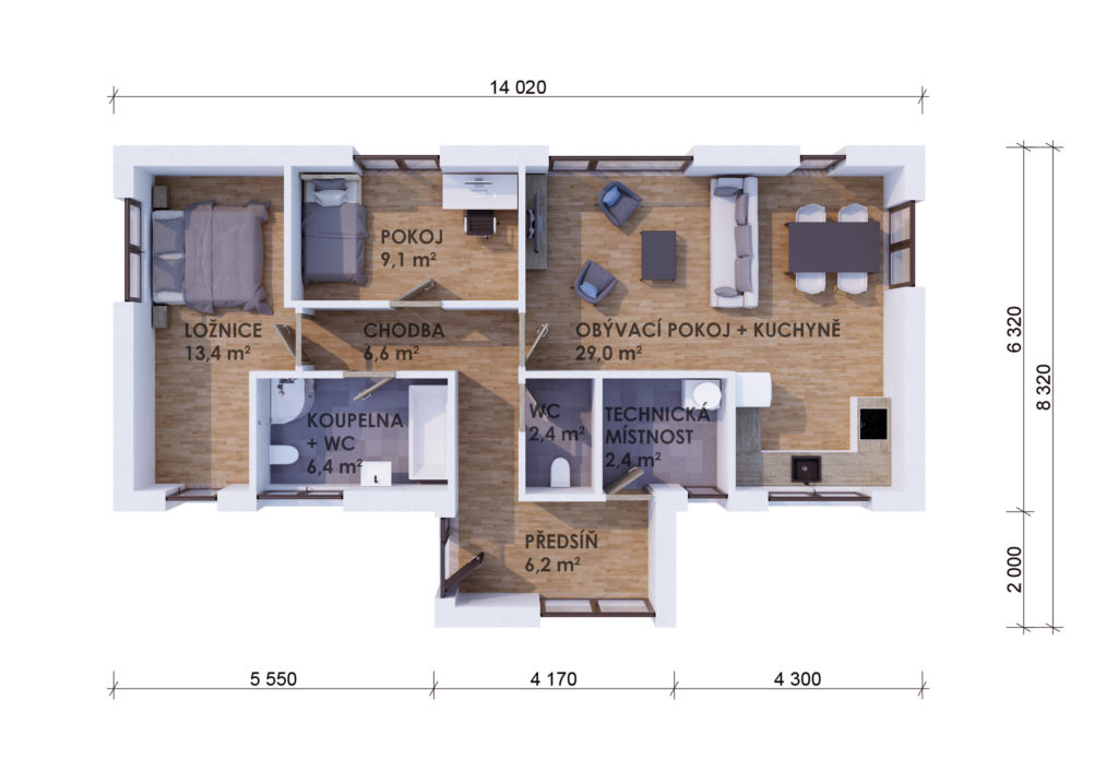 půdorys dřevostavba Easy 90