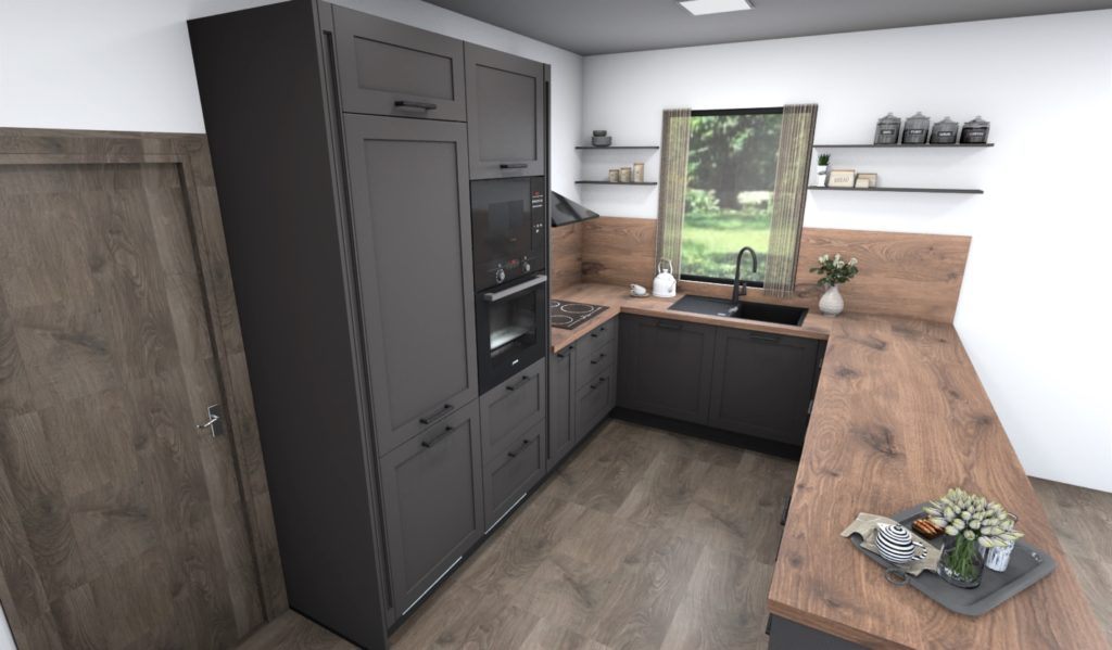 Vizualizace šedé kuchyňské linky Easy 53