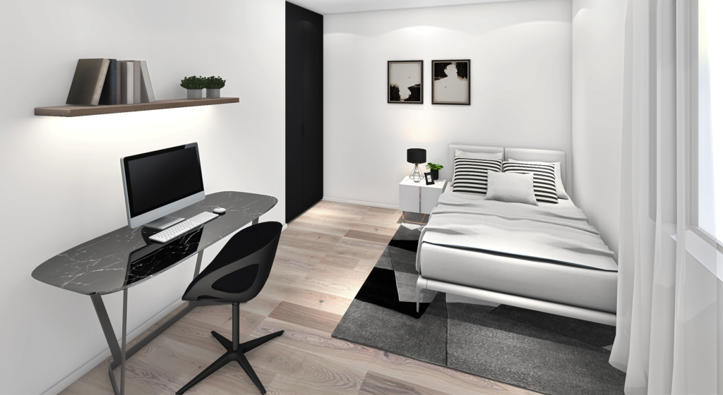 patrová dřevostavba EASY 139 interiér pokoj