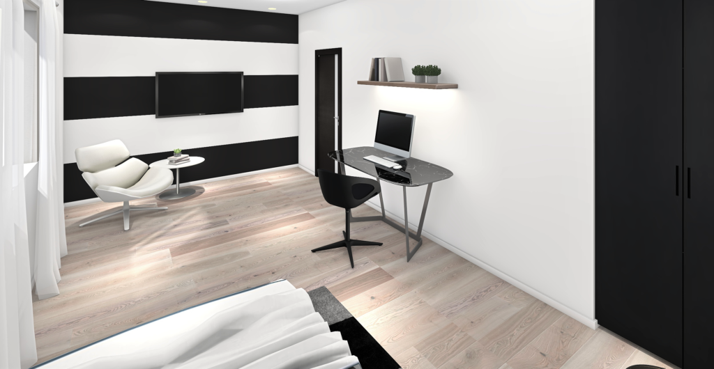 patrová dřevostavba EASY 139 interiér inspirace pokoj