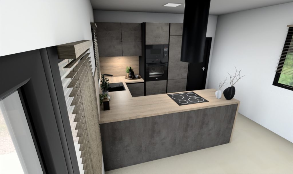 Vizualizace dřevěné kuchyně easy 46