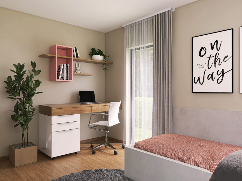 Dřevostavba Easy 100 interiér pokoj