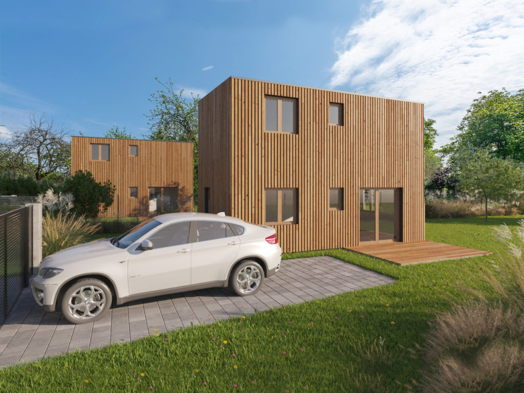 Moderní dřevostavba EASY 37 s dřevěnou fasádou